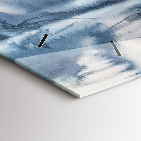 Zegar ścienny poziomy Zimowe jezioro Łódka