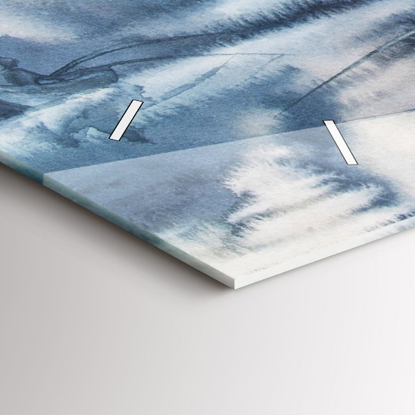 Zegar ścienny poziomy Zimowe jezioro Łódka