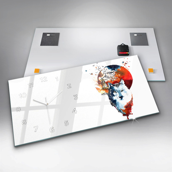 Zegar ścienny poziomy Wilkołak Pełnia i Luna