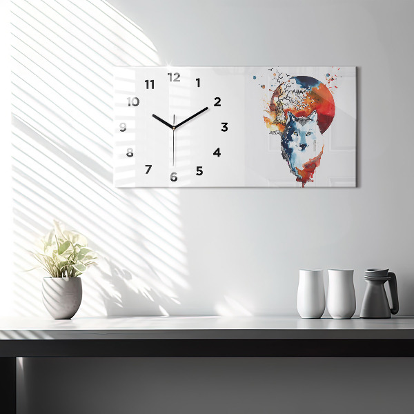 Zegar ścienny poziomy Wilkołak Pełnia i Luna