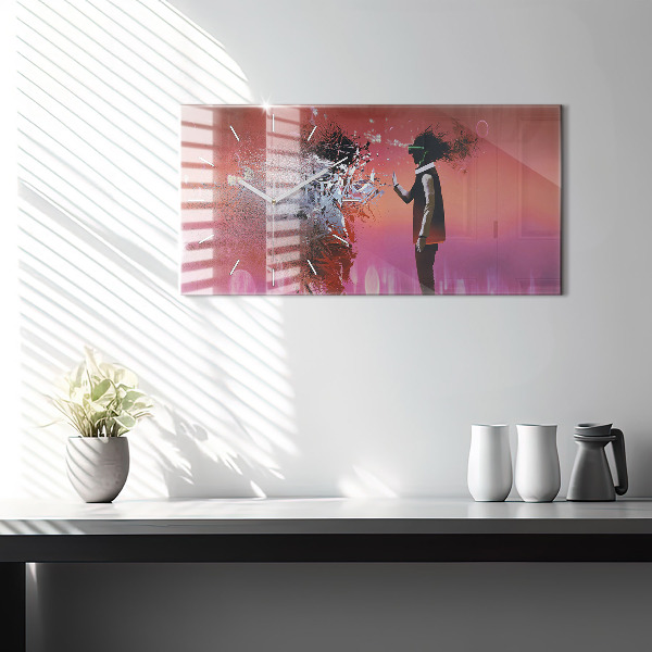 Zegar ścienny poziomy Cyberprzestrzeń