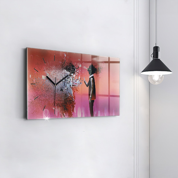 Zegar ścienny poziomy Cyberprzestrzeń