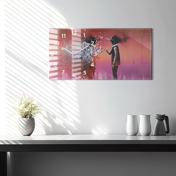 Zegar ścienny poziomy Cyberprzestrzeń