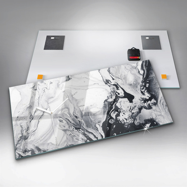 Zegar ścienny poziomy Abstrakcja Tusz Marmur