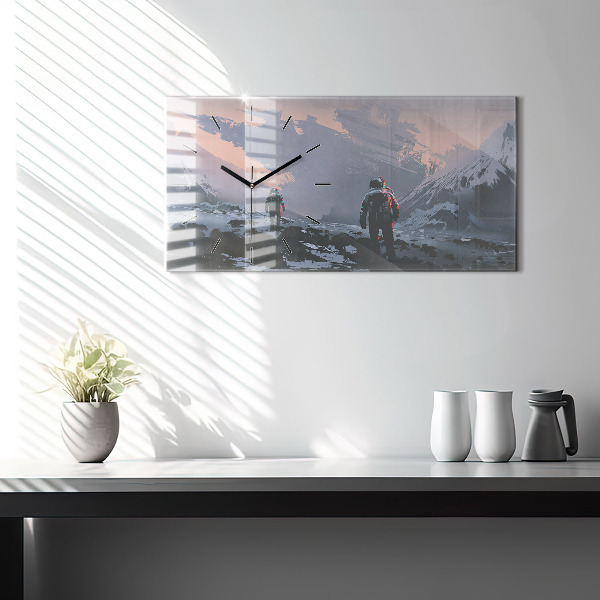 Zegar ścienny poziomy Astronauci Mleczna Droga