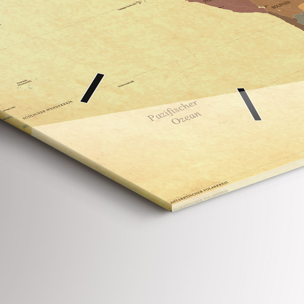 Zegar ścienny poziomy Mapa świata w stylu vintage