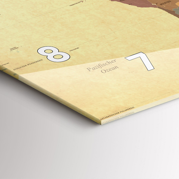 Zegar ścienny poziomy Mapa świata w stylu vintage