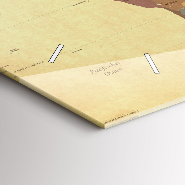 Zegar ścienny poziomy Mapa świata w stylu vintage