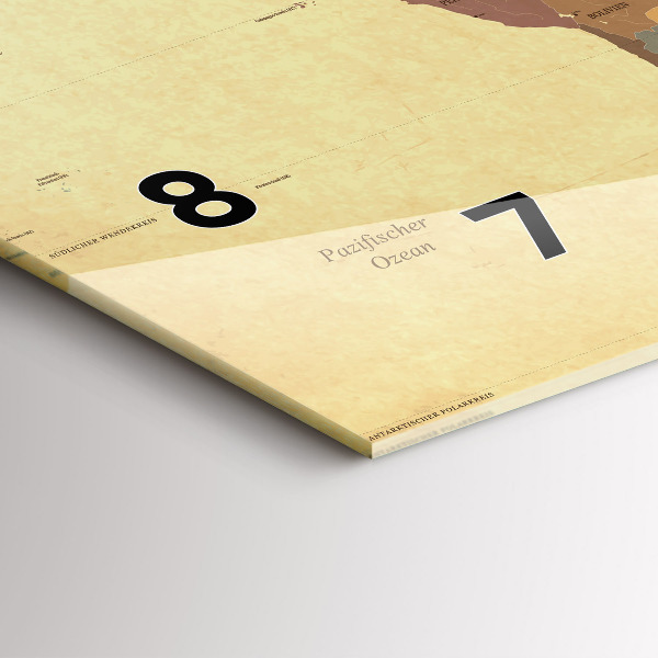 Zegar ścienny poziomy Mapa świata w stylu vintage