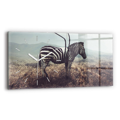 Zegar ścienny poziomy Zebra – Abstrakcja