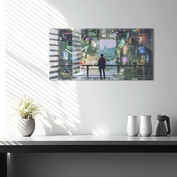 Zegar szklany poziomy Cyber Punk