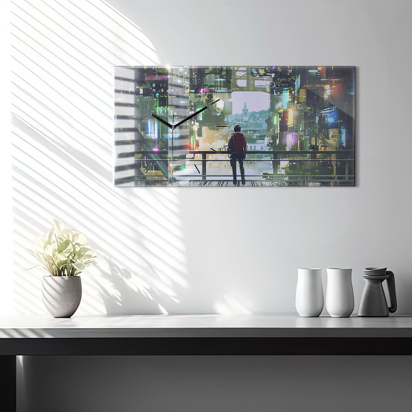 Zegar szklany poziomy Cyber Punk