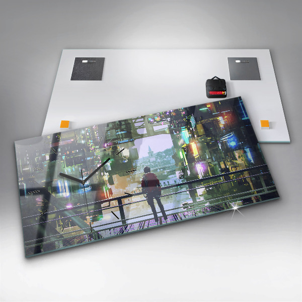 Zegar szklany poziomy Cyber Punk