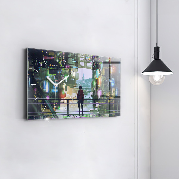 Zegar szklany poziomy Cyber Punk