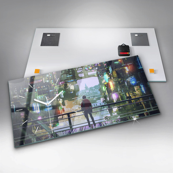 Zegar szklany poziomy Cyber Punk