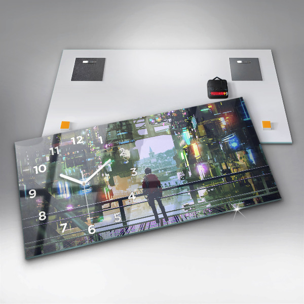 Zegar szklany poziomy Cyber Punk