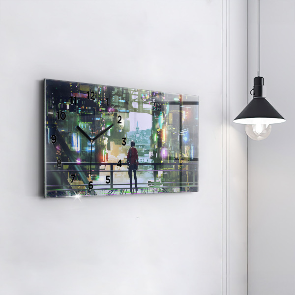 Zegar szklany poziomy Cyber Punk
