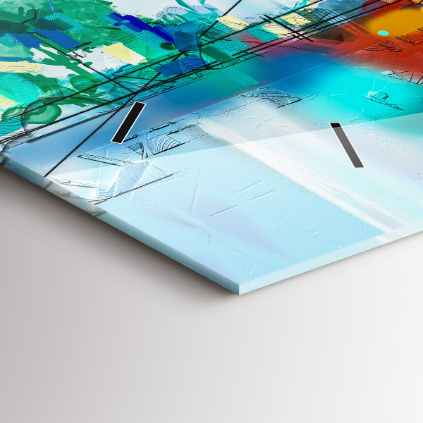 Zegar szklany poziomy Abstrakcyjny olejny pejzaż