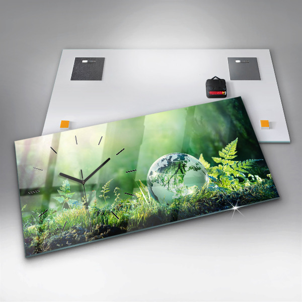 Zegar szklany poziomy Kula Ziemska