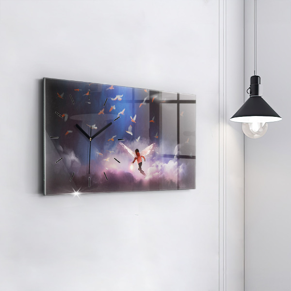 Zegar szklany poziomy Chłopiec ze skrzydłami