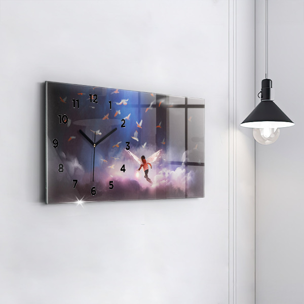 Zegar szklany poziomy Chłopiec ze skrzydłami