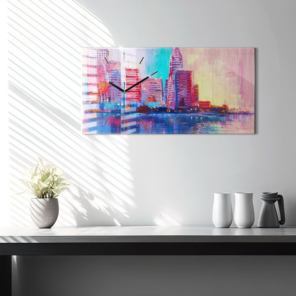 Zegar szklany poziomy Abstrakcja drapaczy chmur