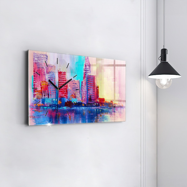 Zegar szklany poziomy Abstrakcja drapaczy chmur