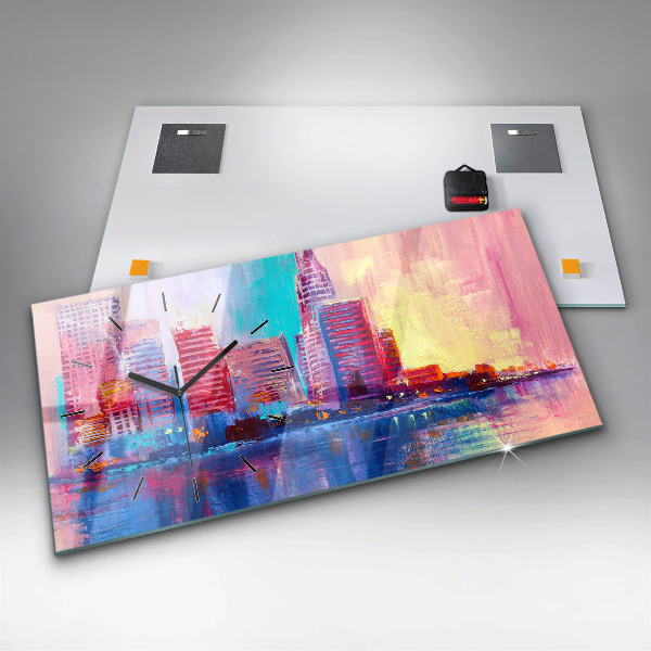 Zegar szklany poziomy Abstrakcja drapaczy chmur