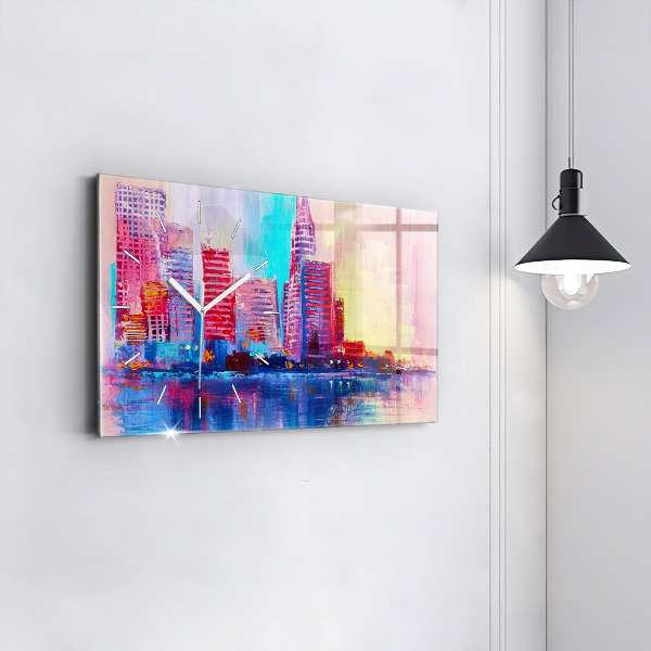 Zegar szklany poziomy Abstrakcja drapaczy chmur