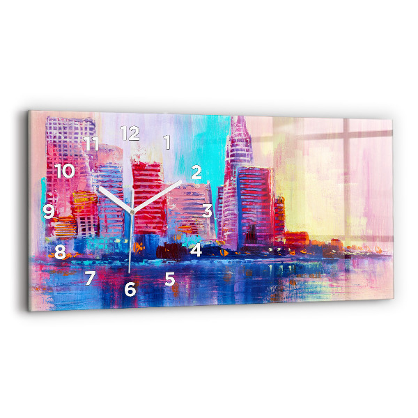 Zegar szklany poziomy Abstrakcja drapaczy chmur