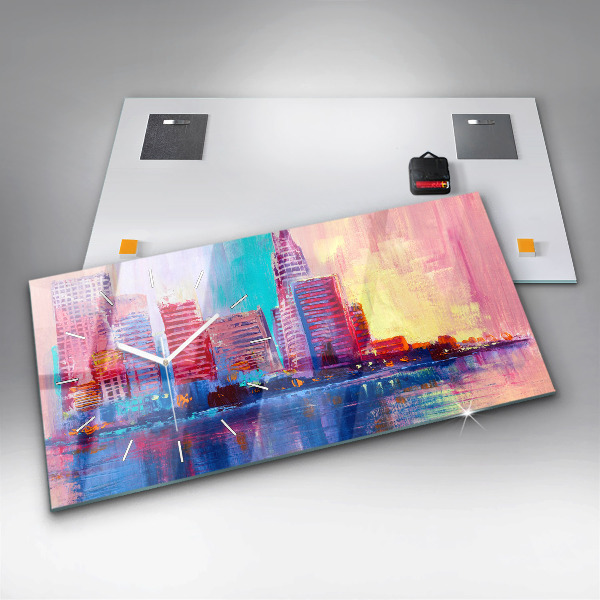 Zegar szklany poziomy Abstrakcja drapaczy chmur