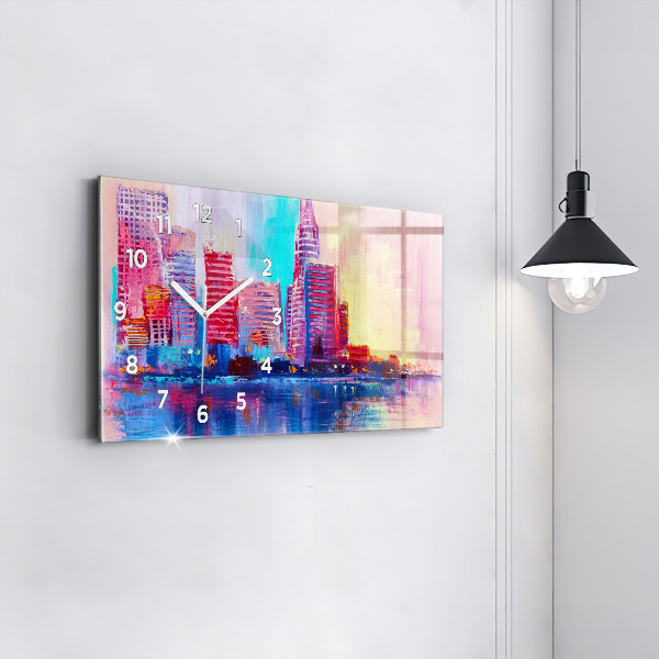 Zegar szklany poziomy Abstrakcja drapaczy chmur