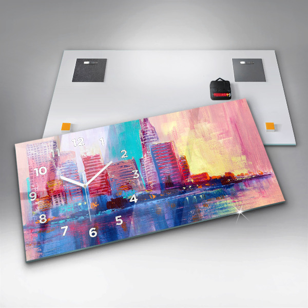 Zegar szklany poziomy Abstrakcja drapaczy chmur