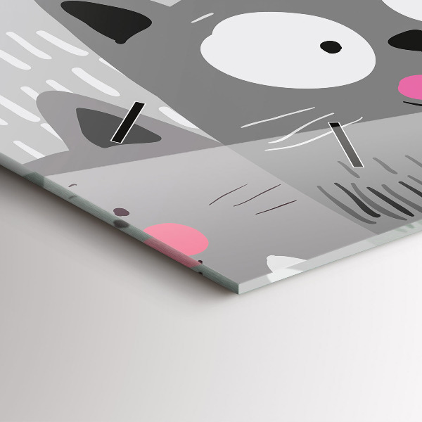 Zegar szklany poziomy Wzór z kotami