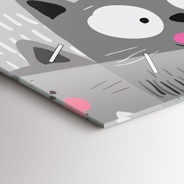 Zegar szklany poziomy Wzór z kotami