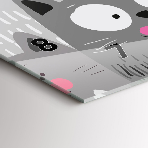 Zegar szklany poziomy Wzór z kotami