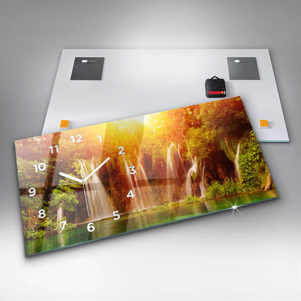 Zegar szklany poziomy Widok na wodospad