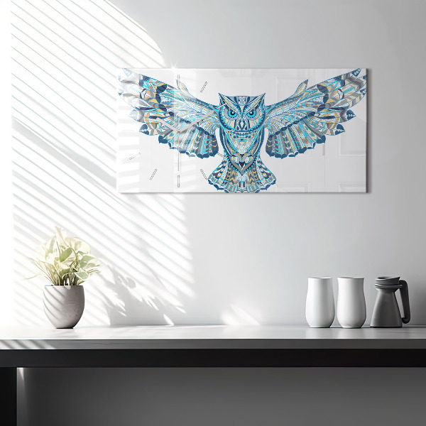 Zegar szklany poziomy Sowa w locie