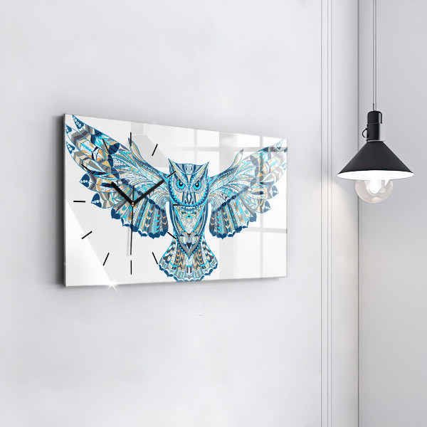 Zegar szklany poziomy Sowa w locie