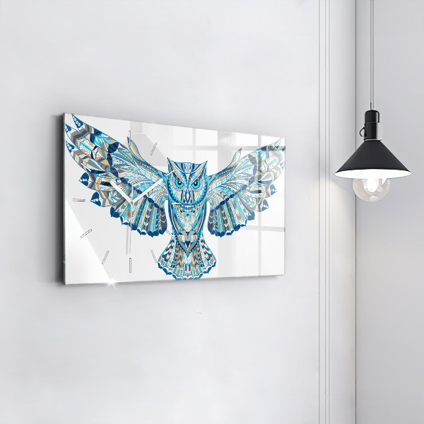 Zegar szklany poziomy Sowa w locie