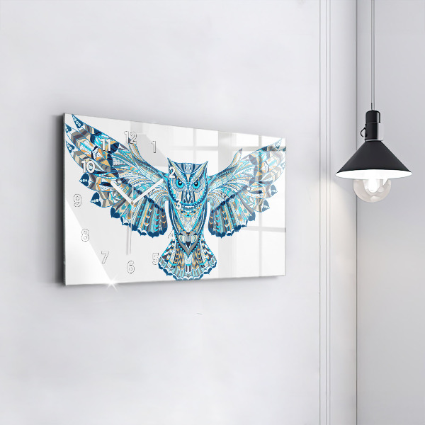 Zegar szklany poziomy Sowa w locie