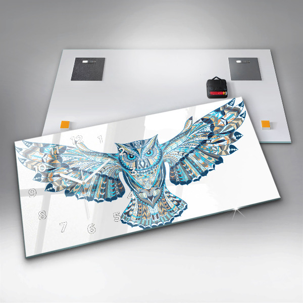 Zegar szklany poziomy Sowa w locie