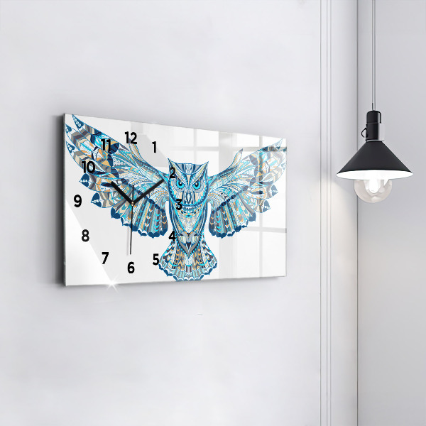 Zegar szklany poziomy Sowa w locie