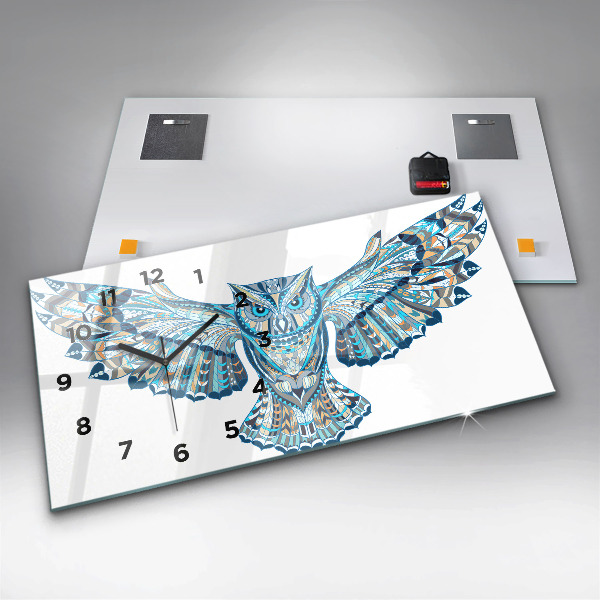 Zegar szklany poziomy Sowa w locie