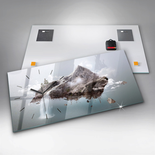 Zegar ścienny poziomy Latająca wyspa wodospad