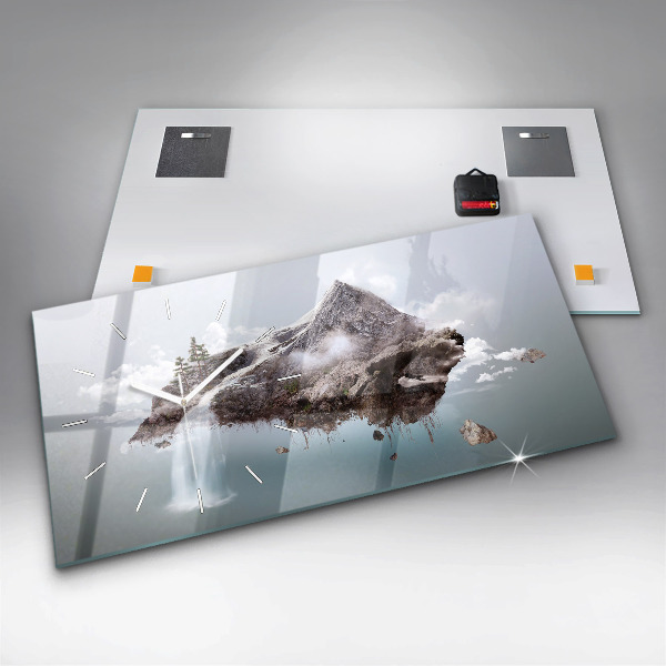 Zegar ścienny poziomy Latająca wyspa wodospad