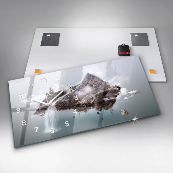 Zegar ścienny poziomy Latająca wyspa wodospad
