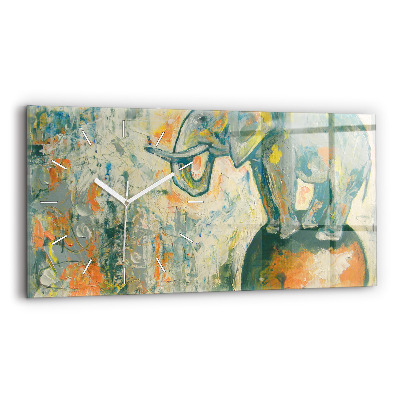 Zegar ścienny poziomy Malowana postura słonia