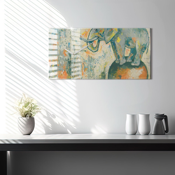 Zegar ścienny poziomy Malowana postura słonia