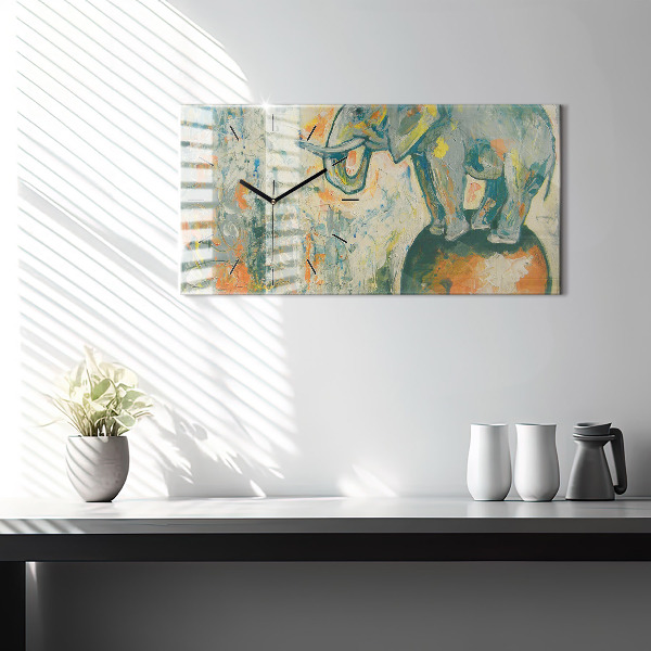 Zegar ścienny poziomy Malowana postura słonia